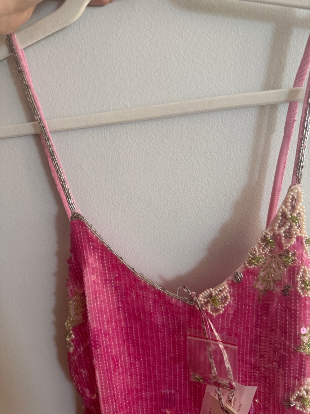 LoveShackFancy Pink Sequin Floral Mini Dress - Picture 13 of 15